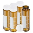 thumbnail image 1 of Uxcell Small Glass Sample Bottles with Lids, 5 Pcs 50ml Amber Glass Vials with White Screw Caps Mini Leak Proof Reagent Sealed Bottles with Scale Writing Label for Solid Liquid Powder, 1 of 6