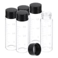 thumbnail image 1 of Uxcell Small Glass Sample Bottles with Lids, 5 pcs 15ml Clear Glass Vials with Black Screw Caps Mini Leak Proof Reagent Sealed Bottles with Scale for Solid Liquid Powder Storage, 1 of 6