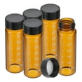 thumbnail image 1 of Uxcell Small Glass Sample Bottles with Lids, 5Pcs 30ml Amber Glass Vials with Black Screw Caps Mini Leak Proof Reagent Sealed Bottles with Scale for Solid Liquid Powder Storage, 1 of 6