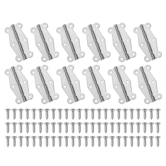 Small Vintage Box Hinges 2" 90 Degree Butterfly Hinges Jewelry Box Hardware with Screw(Silver Tone, Pack of 12)