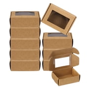 Uxcell Small Kraft Paper Gift Boxes with Window, 50 Pack for Treat Packaging, 3.3 x 2.4 x 1.2"
