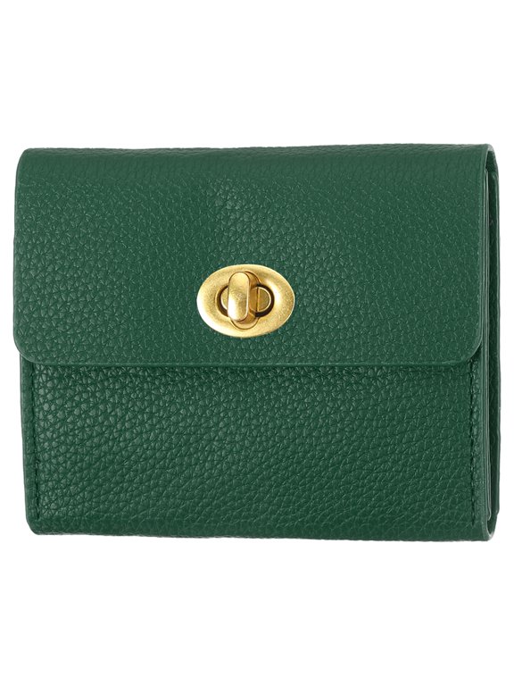 Small Leather Wallets for Women with Metal Buckle, Stylish Card Holder Wallet Card Case Coin Purse for Cash Business Men and Women, Dark Green