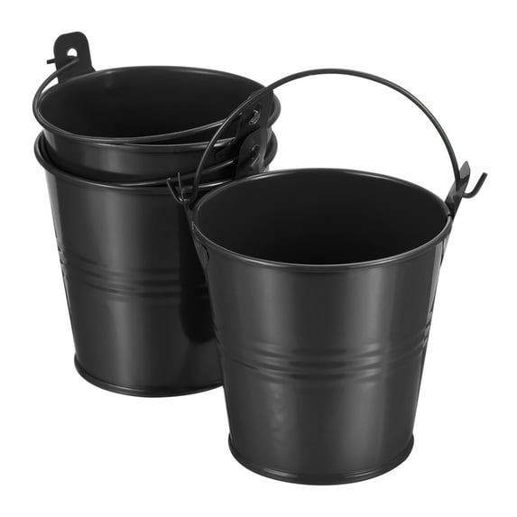 Uxcell Small Metal Bucket Colorful Metal Succulents Pot Basket Party Decorative Pails Black 3 Pack