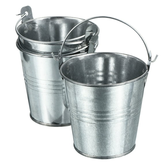 Uxcell Small Metal Bucket Colorful Metal Succulents Pot Basket Party Decorative Pails Bright Silver 3 Pack