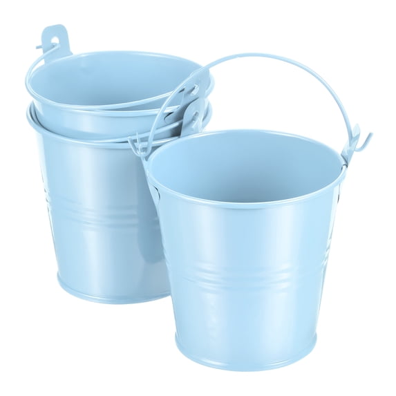 Uxcell Small Metal Bucket Colorful Metal Succulents Pot Basket Party Decorative Pails Light Blue 3 Pack