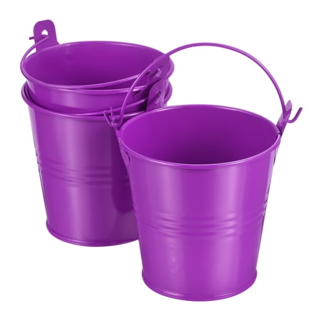 Uxcell Small Metal Bucket Colorful Metal Succulents Pot Basket Party Decorative Pails Purple 3 Pack