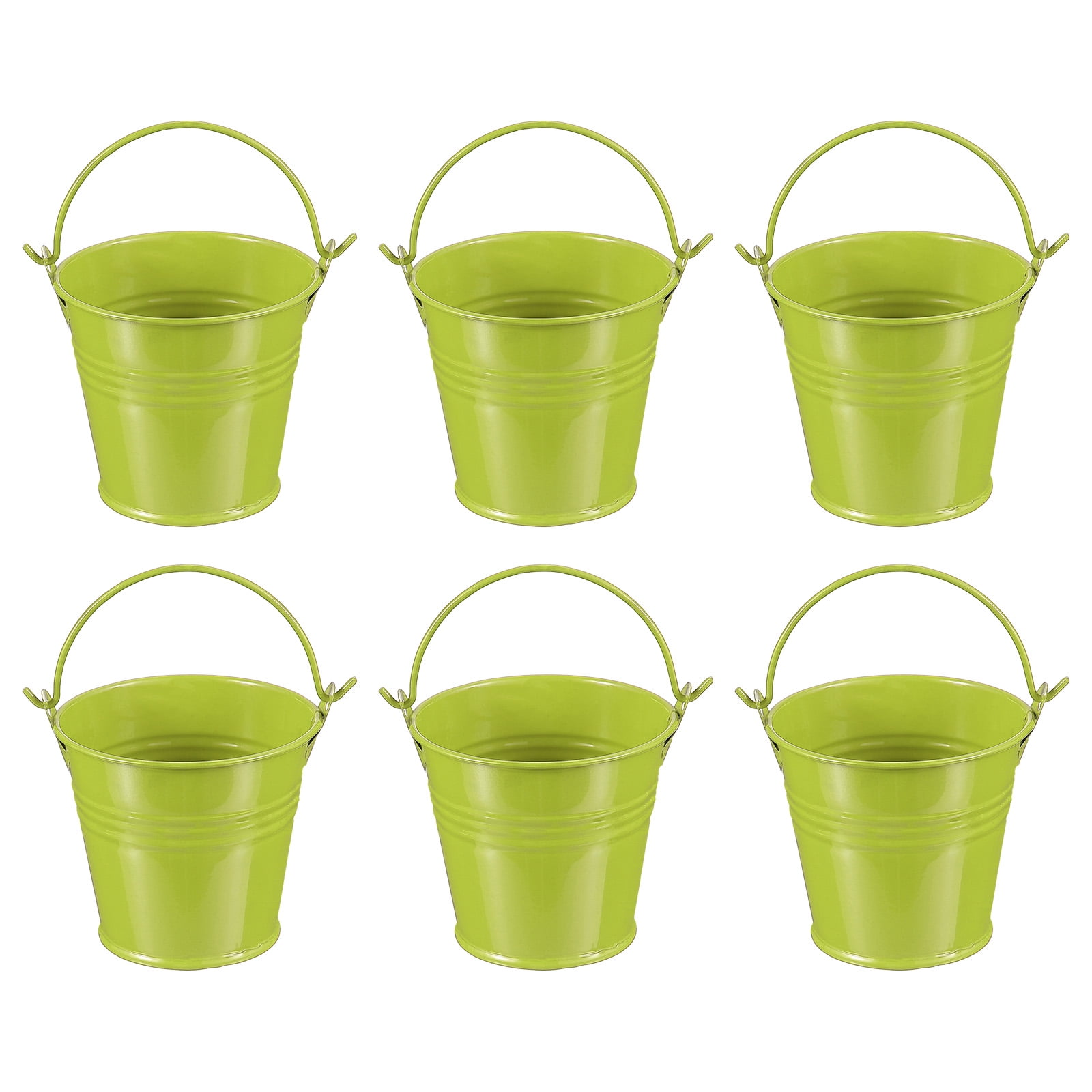Small Metal Buckets with Handle Mini Galvanized Bucket Colorful Easter Buckets Green 2.7"x2.4" 6 Pcs