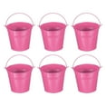 thumbnail image 1 of Small Metal Buckets with Handle Mini Galvanized Bucket Colorful Easter Buckets Rose Red 5"x4.7" 6 Pcs, 1 of 6