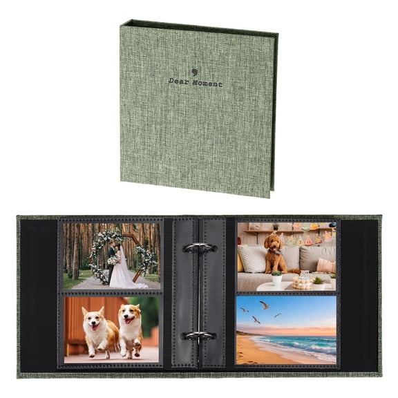 Uxcell Small Photo Album 5.9x5.7" Linen Picture Book, Each 25-Page Album Holds 100 Photos, Art Presentation Folder for Postcards & Picture Storage, Gray