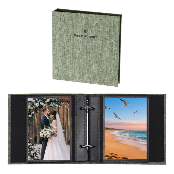 Uxcell Small Photo Album 5.9x5.7" Linen Picture Book, Each 25-Page Album Holds 50 Photos, Art Presentation Folder for Postcards & Picture Storage, Gray