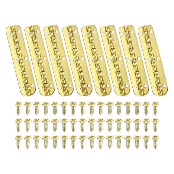 Uxcell Small Piano Hinge 2.6" x 0.6",90-Degree Jewelry Box Hinges with Screw, Gold 8 Pack