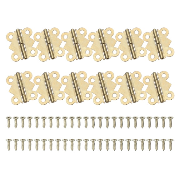 Uxcell Small Piano Hinge Mini Jewelry Box Hinges with Screw for Jewellery Wooden Box Gold Tone 0.8x0.7 Inch