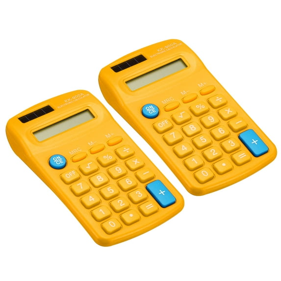 Uxcell Small Pocket Calculator Home Office Handheld Calculators 8 Digit Display Yellow 2 Pack
