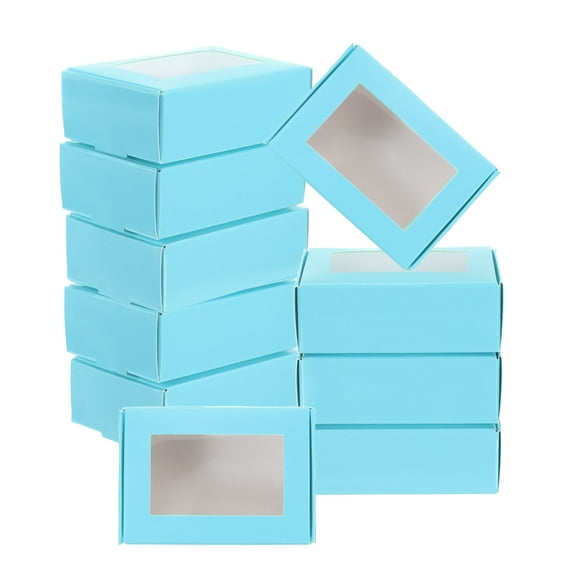 Uxcell Small Rectangle Kraft Paper Boxes with Window, 30 Pack Candy Party Favor Gift Box, Blue