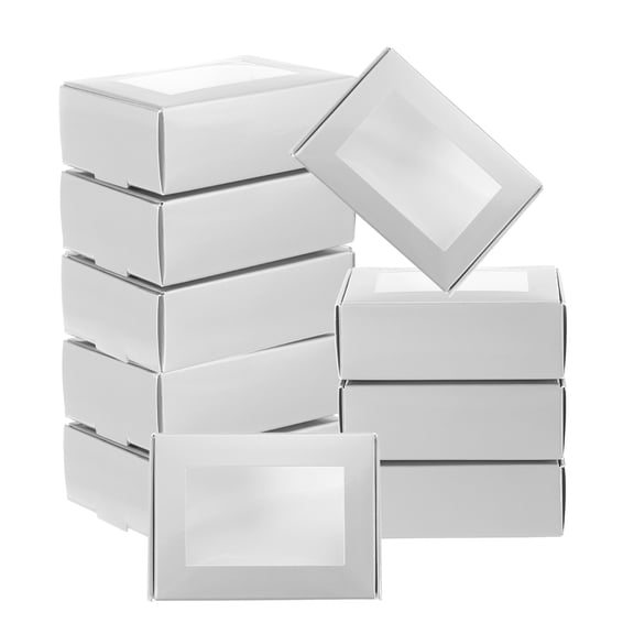 Uxcell Small Rectangle Kraft Paper Boxes with Window, 30 Pack Candy Party Favor Gift Box, Silver
