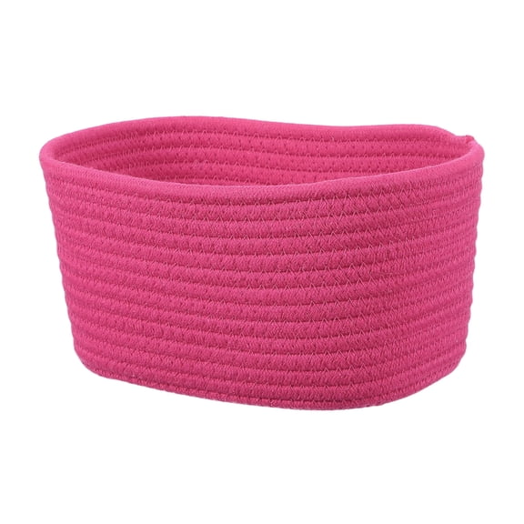 Uxcell Small Rope Basket, 8.3x5.9x4.7 Inch Rectangular Woven Basket Decorative Gift Chest Box Cute Mini Woven Storage for Organizing Shelf Storage Bedroom Home Decor, Rose Pink
