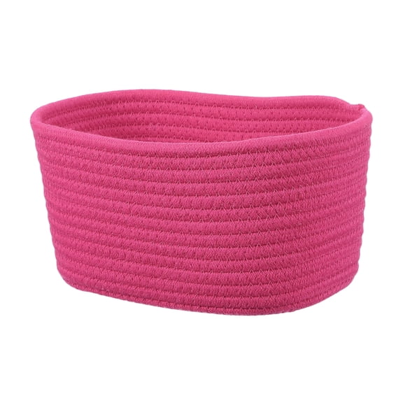 Uxcell Small Rope Basket, 8.3x5.9x4.7 Inch Rectangular Woven Basket Decorative Gift Chest Box Cute Mini Woven Storage for Organizing Shelf Storage Bedroom Home Decor, Rose Pink