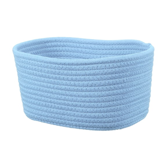 Uxcell Small Rope Basket, 8.3x5.9x4.7 Inch Rectangular Woven Basket Decorative Gift Chest Box Cute Mini Woven Storage for Organizing Shelf Storage Bedroom Home Decor, Light Blue