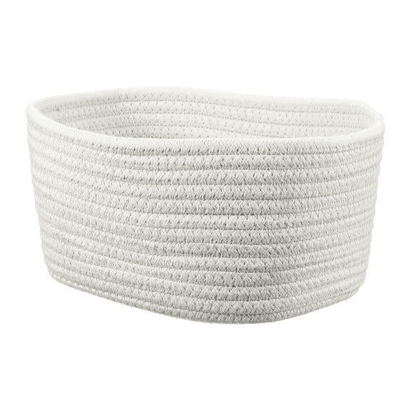 Uxcell Small Rope Basket, 8.3x5.9x4.7 Inch Rectangular Woven Basket Decorative Gift Chest Box Cute Mini Woven Storage for Organizing Shelf Storage Bedroom Home Decor, White