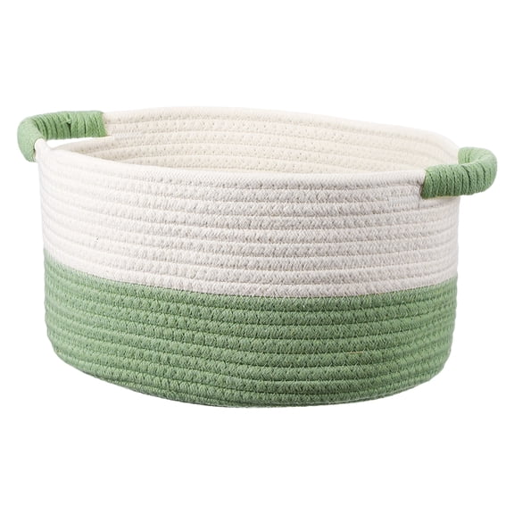 Uxcell Small Rope Basket with Handles, 13.8x11.4x7.9 Inch Rectangular Woven Basket Decorative Gift Chest Box Mini Woven Storage for Organizing Shelf Storage Bedroom Home Decor Light Green