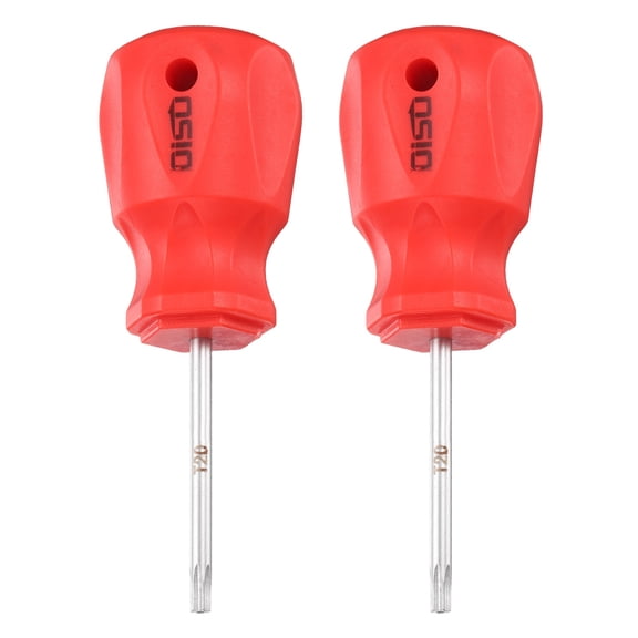 Uxcell Small Screwdriver 2mm Metric Flat Head Hex Key Mini Stubby Short Screwdrivers with Magnetic Tip for Tight Spaces Hand Tools, Red-Silver