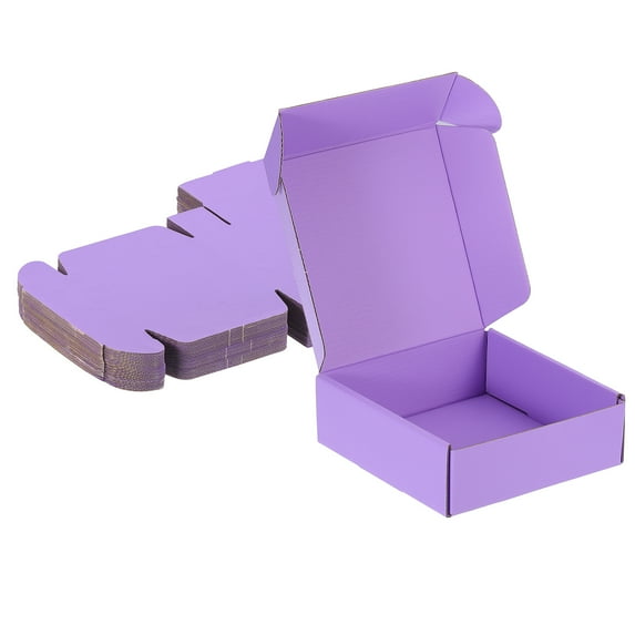Uxcell Small Shipping Boxes Corrugated Cardboard Boxes Gift Boxes for Packing Mailing Small Business Boxes Purple 150*150*50mm