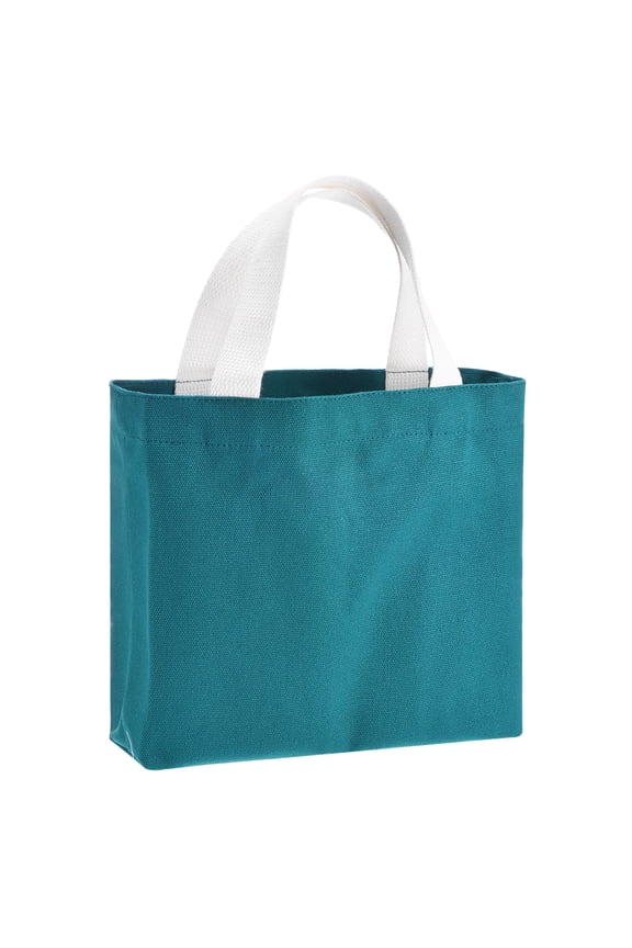 Small Solid Color Canvas Tote Bag for Women, 11 x 2 x 7 Inch Canvas Bags with Handle Lightweight Reusable Tote Cloth Pouch for Shopping Travel Daily Use, Crafts DIY, Blue Green