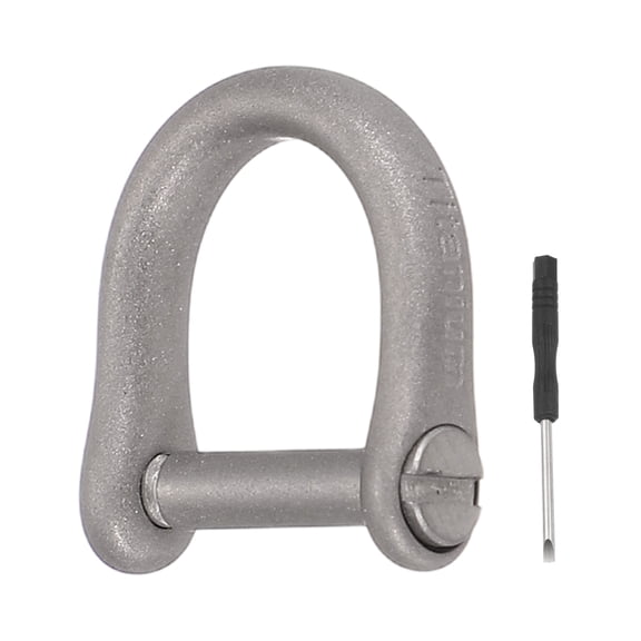 Uxcell Small Titanium D-Rings Key Ring Set 5/8" (16mm) Titanium D Shape Keychain Durable Mini Metal Car Fob Keychain Horseshoe Clasp with Screw Shackle for Auto Keys, Silver