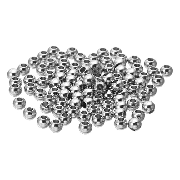 Uxcell Smooth Round Spacer Beads, 3mm OD  1.2mm ID Loose Balls Spacers, Silver 100Pcs