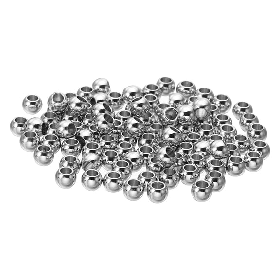 Uxcell Smooth Round Spacer Beads, 5mm OD  2.5mm ID Loose Balls Spacers, Silver 100Pcs