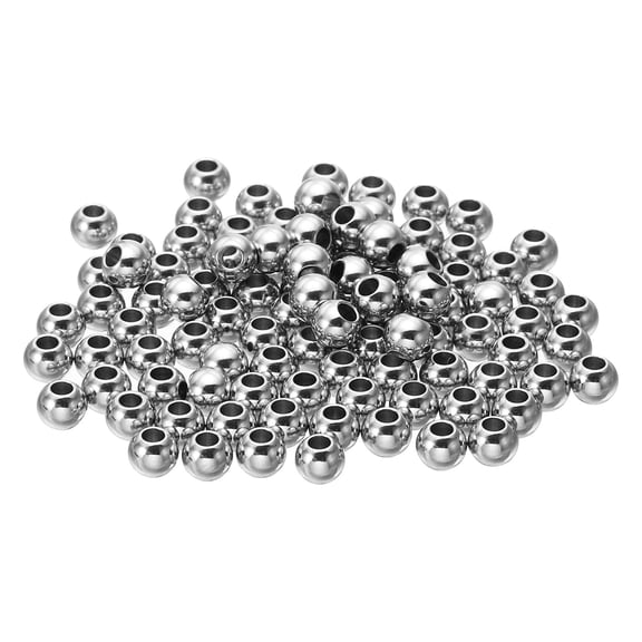 Uxcell Smooth Round Spacer Beads, 5mm OD 2mm ID Loose Balls Spacers, Silver 100Pcs