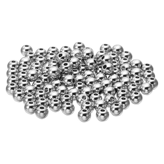 Uxcell Smooth Round Spacer Beads, 6mm OD  1.5mm ID Loose Balls Spacers, Silver 100Pcs