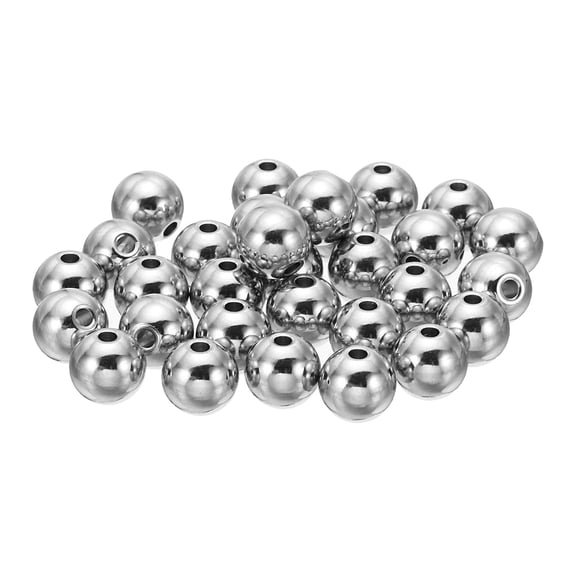 Uxcell Smooth Round Spacer Beads, 8mm OD  2mm ID Loose Balls Spacers, Silver 30Pcs