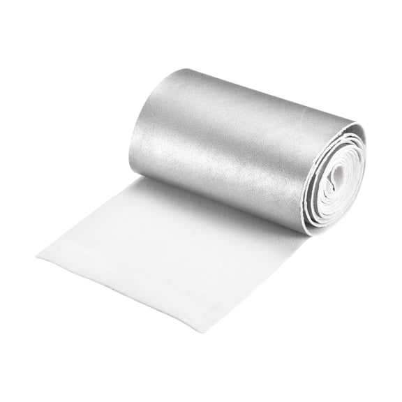 Uxcell Smooth Solid Color Faux Leather Sheets,PU Leather for DIY 10 x 135cm Silver Tone