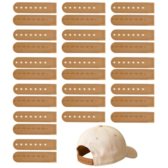 Uxcell Snapback Extender, 15 Set Adjustable Hats Snap Buckle 7 Hole Plastic Cap Buckle Snapback Hat Extender Strap Covers Snap Back Replacement Strap for Baseball Caps, Coffee Brown