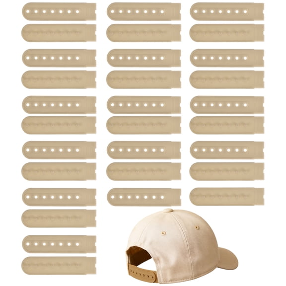 Uxcell Snapback Extender, 15 Set Adjustable Hats Snap Buckle 7 Hole Plastic Cap Buckle Snapback Hat Extender Strap Covers Snap Back Replacement Strap for Baseball Caps, Light Brown