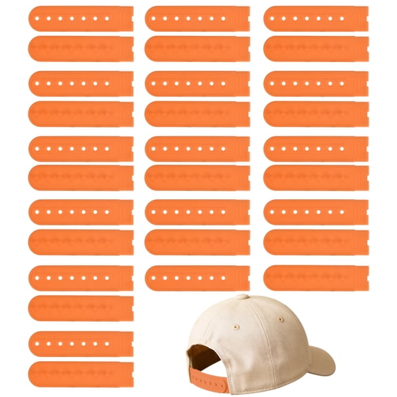 Uxcell Snapback Extender, 15 Set Adjustable Hats Snap Buckle 7 Hole Plastic Cap Buckle Snapback Hat Extender Strap Covers Snap Back Replacement Strap for Baseball Caps, Orange