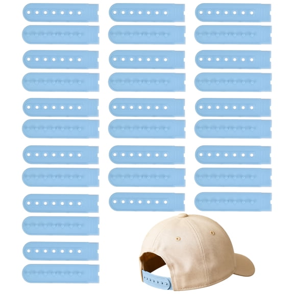 Uxcell Snapback Extender, 15 Set Adjustable Hats Snap Buckle 7 Hole Plastic Cap Buckle Snapback Hat Extender Strap Covers Snap Back Replacement Strap for Baseball Caps, Light Blue