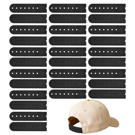 Uxcell Snapback Extender, 15 Set Adjustable Hats Snap Buckle 7 Hole Plastic Cap Buckle Snapback Hat Extender Strap Covers Snap Back Replacement Strap for Baseball Caps, Black