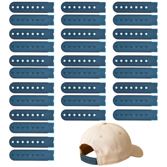 Uxcell Snapback Extender, 15 Set Adjustable Hats Snap Buckle 7 Hole Plastic Cap Buckle Snapback Hat Extender Strap Covers Snap Back Replacement Strap for Baseball Caps, Navy Blue