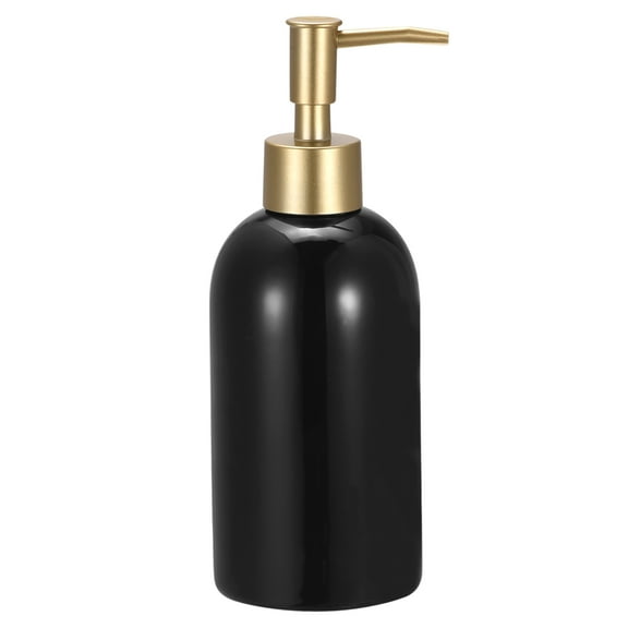 Uxcell Soap Dispenser, 14Oz Ceramic Dish Hand Soap Dispenser with Stainless Pump for Kitchen Bathroom, Black