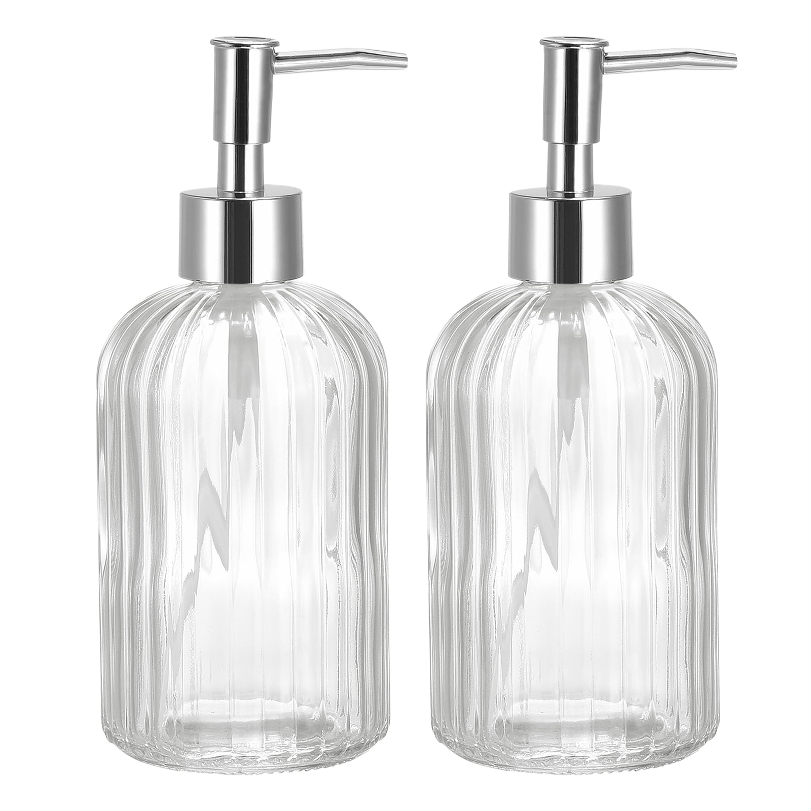 Uxcell Soap Dispensers Set 13.5Oz Glass Dish Hand Soap Dispensers with ...
