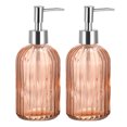 thumbnail image 1 of Uxcell Soap Dispensers Set 13.5Oz Glass Dish Hand Soap Dispensers with Pumps for Kitchen Bathroom, 2Pack Orange, 1 of 5