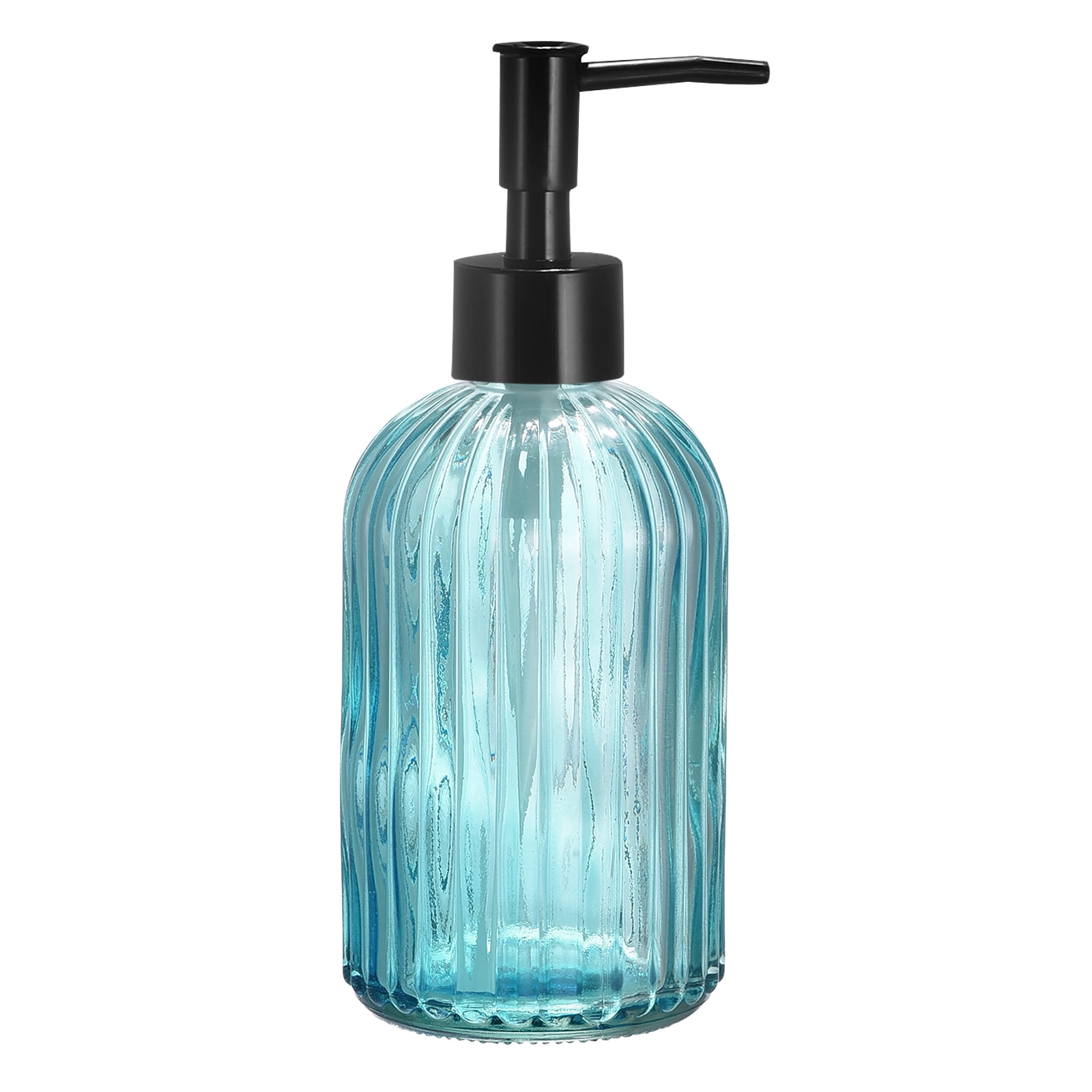 Uxcell Soap Dispensers Sets 13.5Oz Glass Dish Hand Soap Dispensers with Pumps for Bathroom, Blue