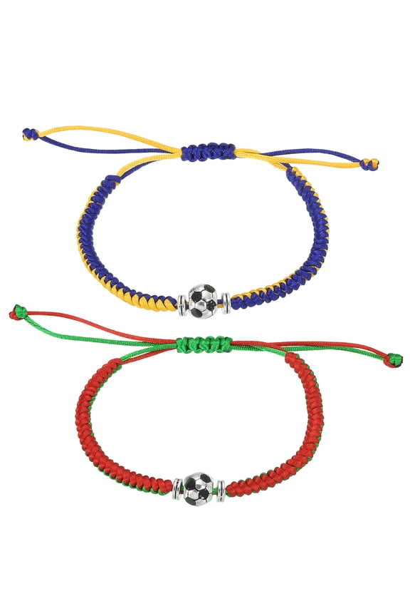 Soccer Bracelets, 2 Pcs Soccer Gifts Wristbands, Blue Yellow, Red Green