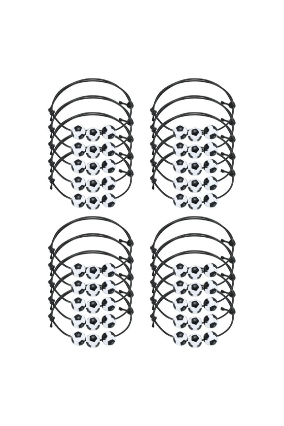 Soccer Bracelets, 20 Pcs Soccer Gifts Adjustable Wristbands Black White