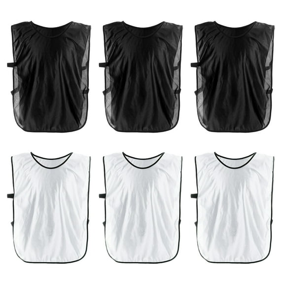 Uxcell Soccer Pinnies Training Vest 17.7 x 11 Inch Team Practice Pinnies Jersey Black/White 6 Pack