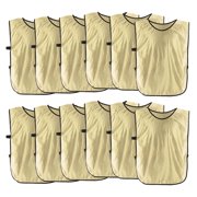 Uxcell Soccer Pinnies Training Vest 22 x 14 Inch Team Practice Pinnies Jersey Gold 12 Pack
