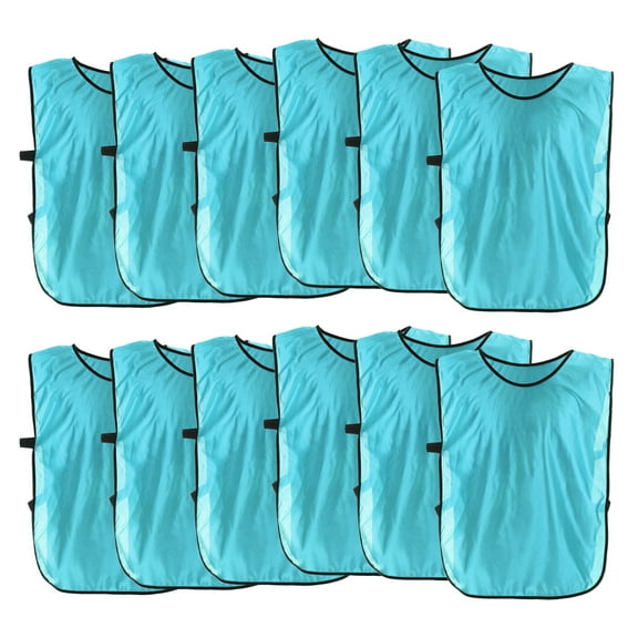 Uxcell Soccer Pinnies Training Vest 22 x 14 Inch Team Practice Pinnies Jersey Lake Blue 12 Pack
