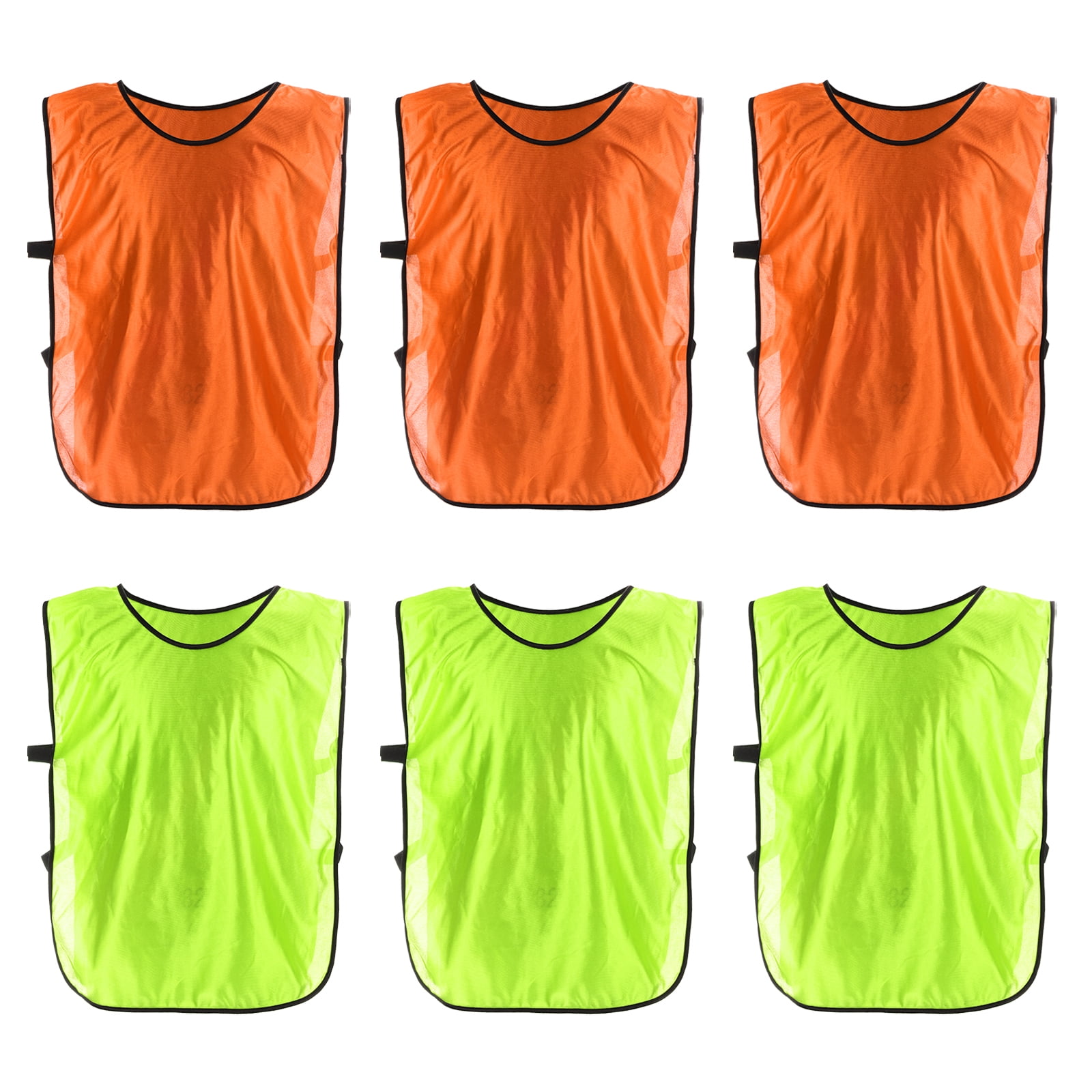 Bright orange and fluorescent green sports training bibs